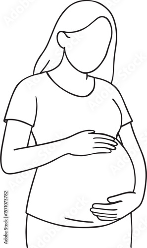 a Pregnancy woman linear vector