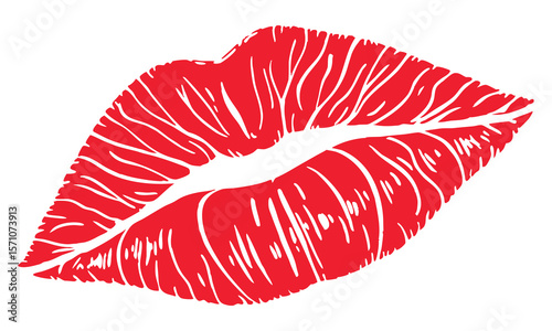 Vibrant Red Kissy Lips Vector Graphic Design for Romantic Communications