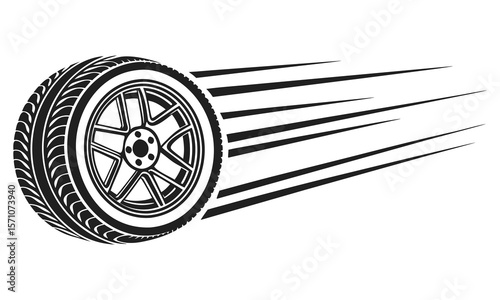 High Speed Tire Motion Blur Effect Vector Graphic Design Element
