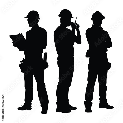 Silhouette of Engineers Discussing Project on Site