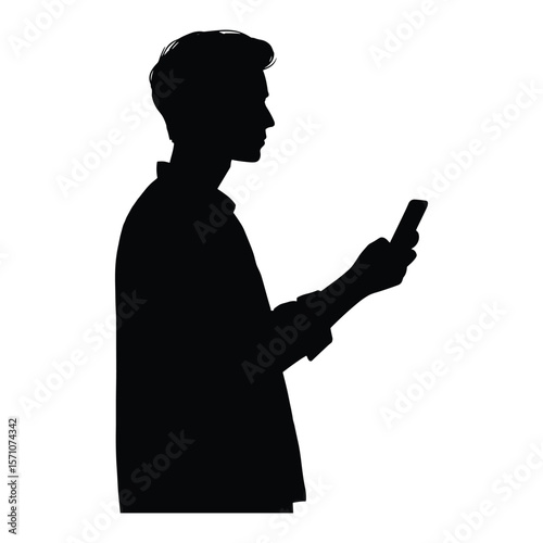 Silhouette of Man Using Mobile Device