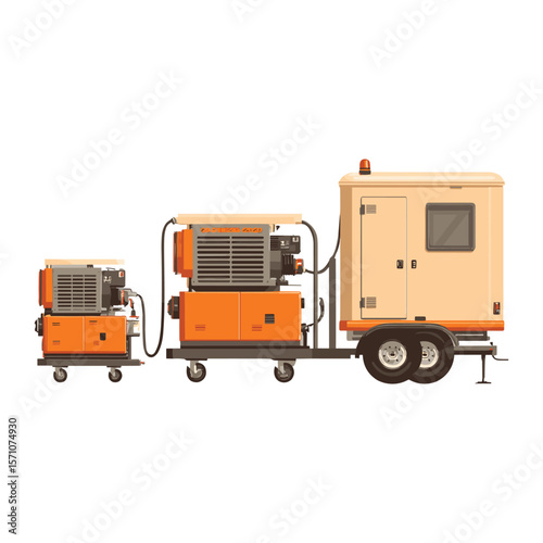 Portable Construction Generator and Fuel Tank Set