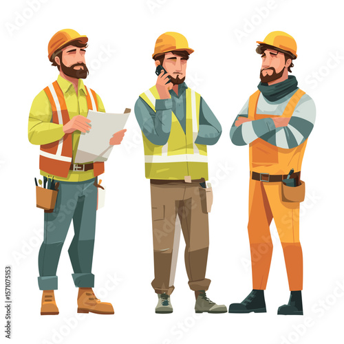 Construction Worker Group Standing and Talking