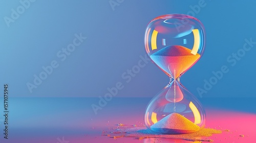 Hourglass, colorful countdown, time limit, time concept and importance of spending time.