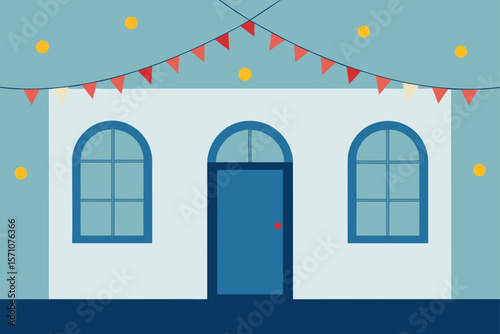 Simple Holiday Room With Decorated Windows And Stockings