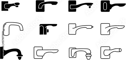 flush handle icon. Vector symbol, vector set silhouette
