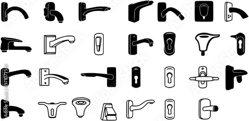flush handle icon. Vector symbol, vector set silhouette
