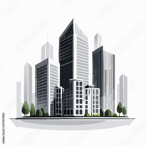 render of an real estate architectural model in clean geometry in black and white