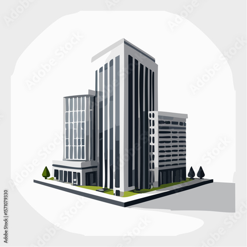 render of an real estate architectural model in clean geometry in black and white