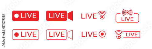 Red Live Streaming Frame Icon – Vector Badge with Circular Border for Profile Avatars, Real-Time Broadcast Indicators, and Social Media Video Notifications on Transparent Background”