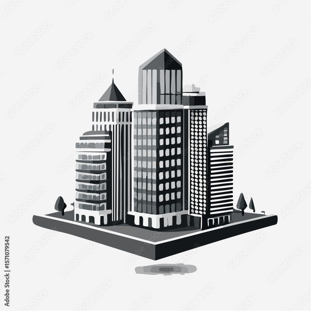 Fototapeta premium render of an real estate architectural model in clean geometry in black and white