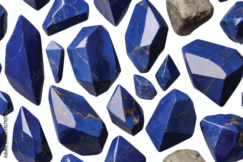 Lapis lazuli tumbled rock, stone, gem, specimen PNG set transparent background isolated graphic resource cutout. Lapidary, geology, 