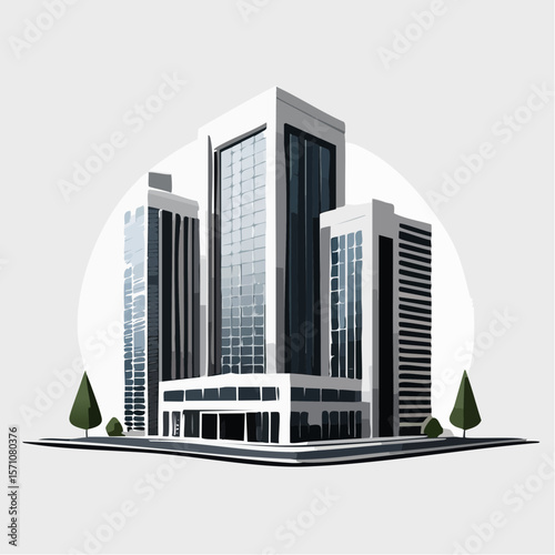 render of an real estate architectural model in clean geometry in black and white