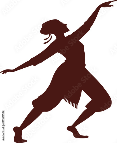 Silhouette of a graceful female dancer performing a movement with an elegant pose