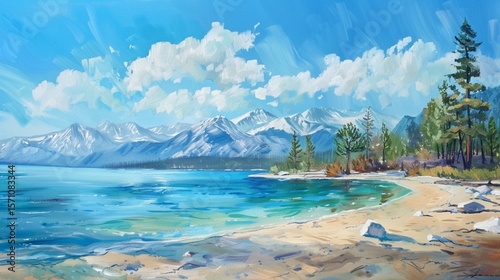 Lake Tahoe Panoramic Beach Landscape