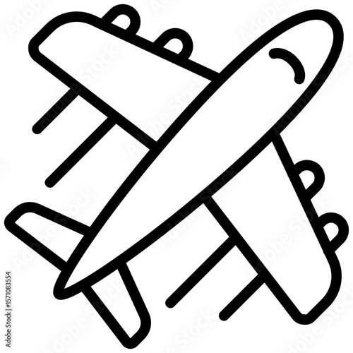 Airplane icon, Black And White Outline Icon Symbol