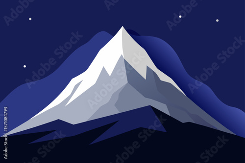 Snow Covered Mountain At Night