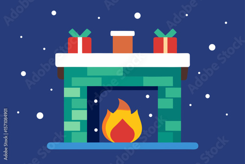 Cozy Fireplace With Stockings In Snowfall