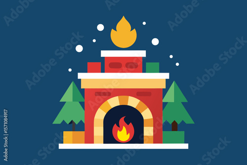 A Christmas Card With A Fireplace In The Background