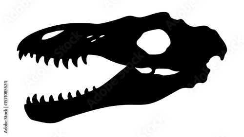 Dinosaur Skull Silhouette Vector – Prehistoric Fossil Head Clipart Design