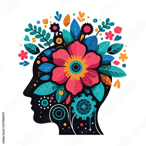 Bold Vector Illustration for Mental Health Awareness – Mindfulness, Support, and Emotional Wellbeing Concept