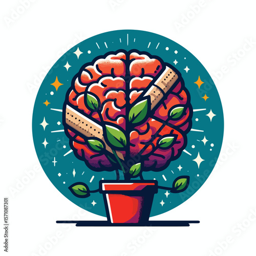Bold Vector Illustration for Mental Health Awareness – Mindfulness, Support, and Emotional Wellbeing Concept