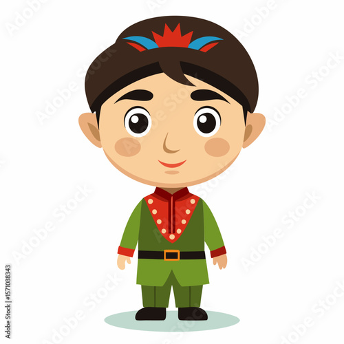Charming Boy in Traditional Central Asian Clothing