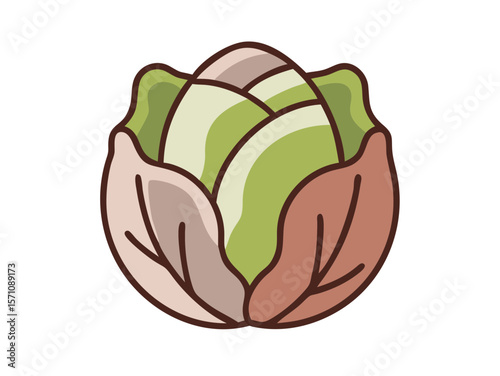 Colorful Cartoon Illustration of a Head of Lettuce , Cute, cartoonish illustration of a head of lettuce. 