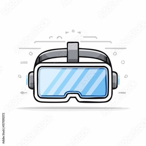 A stylish virtual reality headset graphic showcases modern tech and immersive experiences for innovative presentations.
