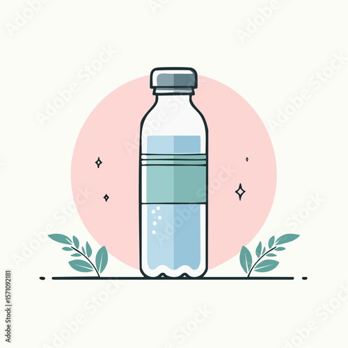 Fresh water bottle design with plants offers a clean, modern aesthetic for branding, health, and eco-conscious campaigns.