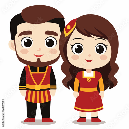 Charming Georgian Couple in Traditional Clothing