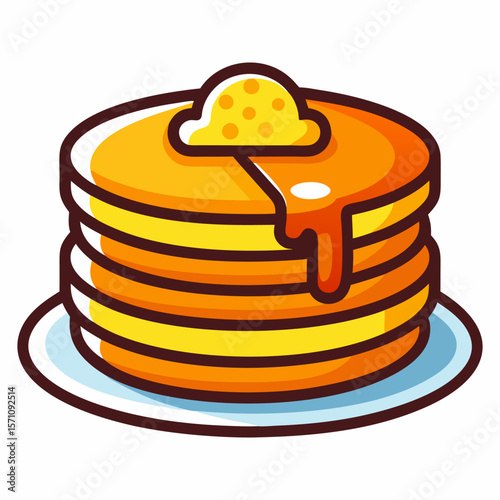 Delicious Pancakes with Syrup and Butter.  A Sweet Breakfast Treat