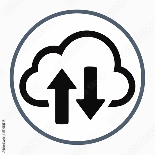 Upload and download cloud icon for web applications, representing data transfer or sync in a modern, scalable graphic design.