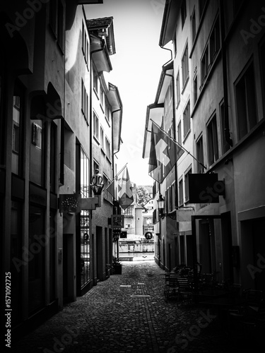 Small narrow street in Zurich
