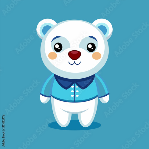 Adorable Polar Bear Cub in a Blue Jacket - Cute Cartoon Animal Illustration