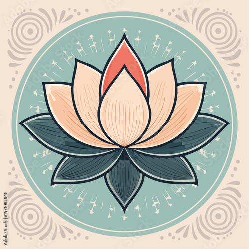 A stylized lotus flower design creates a tranquil and decorative element, suitable for branding or adding an elegant, nature-inspired touch to graphic projects.