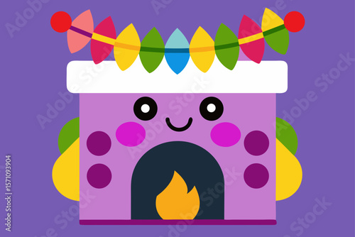 Fireplace With Garlands And Socks