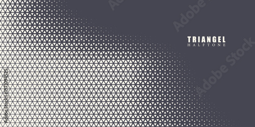 Triangular Halftone Texture Retrowave Vector Geometric Technology Abstract Background. Minimal 80s Style Dynamic Tech Structure Wallpaper. Half Tone Triangles Retro Colored Pattern.