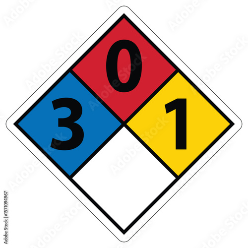 Hazardous Material Identification System (HMIS) Label with Numbers 3, 0, and 1