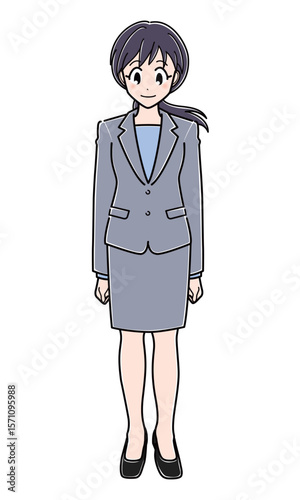 立ちポーズのスーツのOLさん