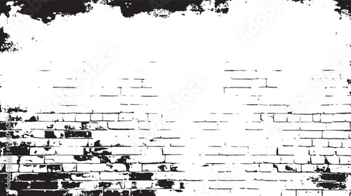 A black and white image of a brick wall with heavy grunge and distressed textures throughout the frame