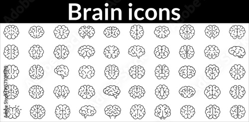 Brain icon set vector