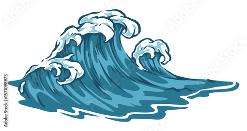 Dynamic ocean waves crashing on shore