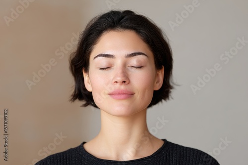 Wallpaper Mural An elegant woman showcasing mindfulness meditation for relaxation and self care, highlighting stress reduction through peaceful mindful practice Torontodigital.ca