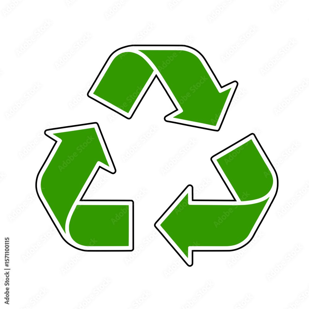 Fototapeta premium green recycling symbol white black stroke transparent background recycle icon