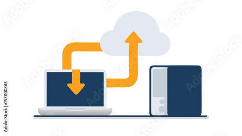 Illustration of a circular diagram with icons representing tasks and workflow process steps
