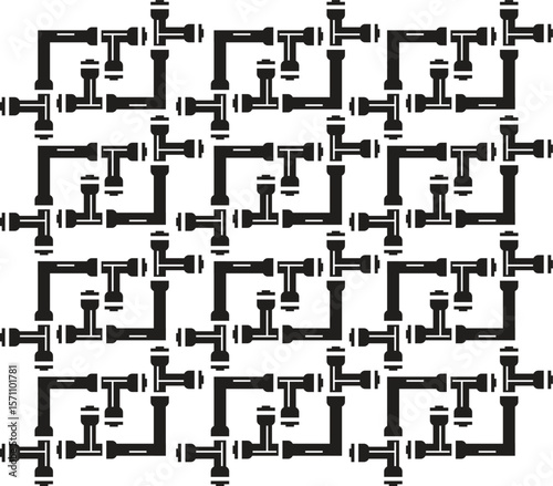 Vector icons set of details ware pipes system in flat style. Silhouette collection of water tube, plastic pipeline, filtres, gas valve, fittings, plumbing, faucet, sewage.