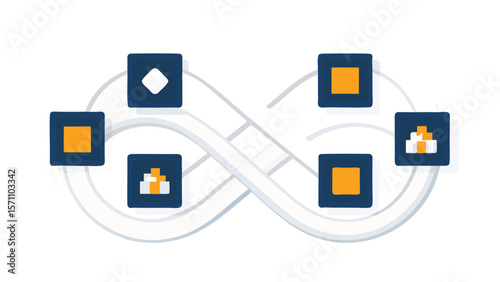 Illustration of servers connected to cloud storage with data transfer and processing shown