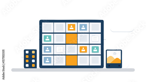 Illustration of an infinity loop with square icons representing a continuous process flow diagram