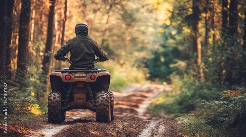 Adventurous spirit exploring forest trails on an all-terrain vehicle trip
